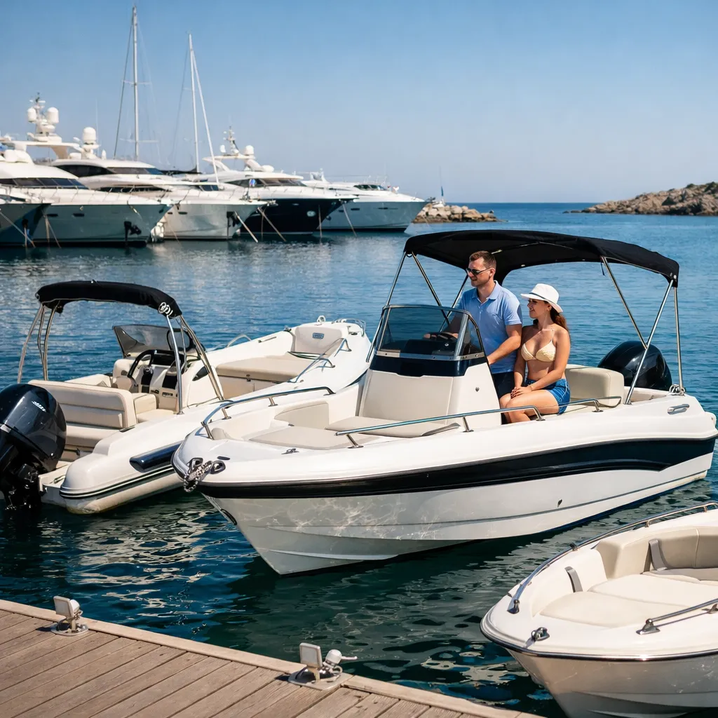 Location de bateaux avec permis de 5 à 7,3 mètres pour 12 personnes